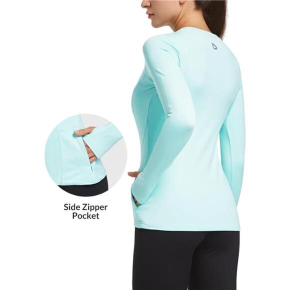 Thermal Shirts for Women Long Sleeve Fleece Tops Running Workout Cold - Picture 2 of 7